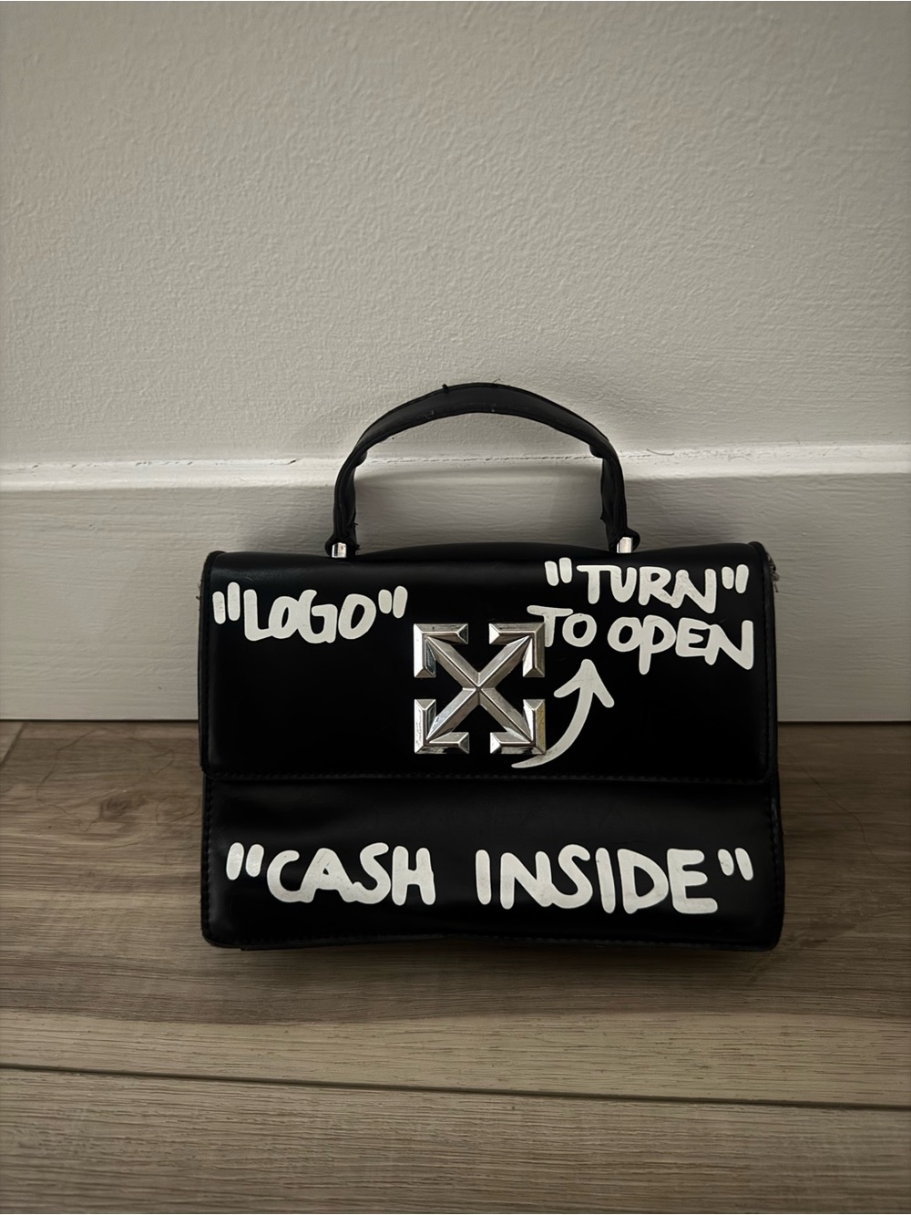 OFF WHITE Top-Handle Bag with Silver Hardware